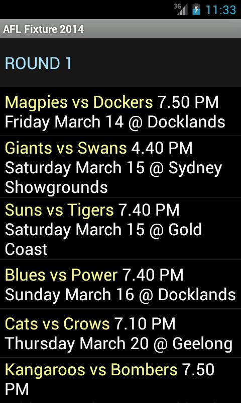 AFL Fixture 2025
