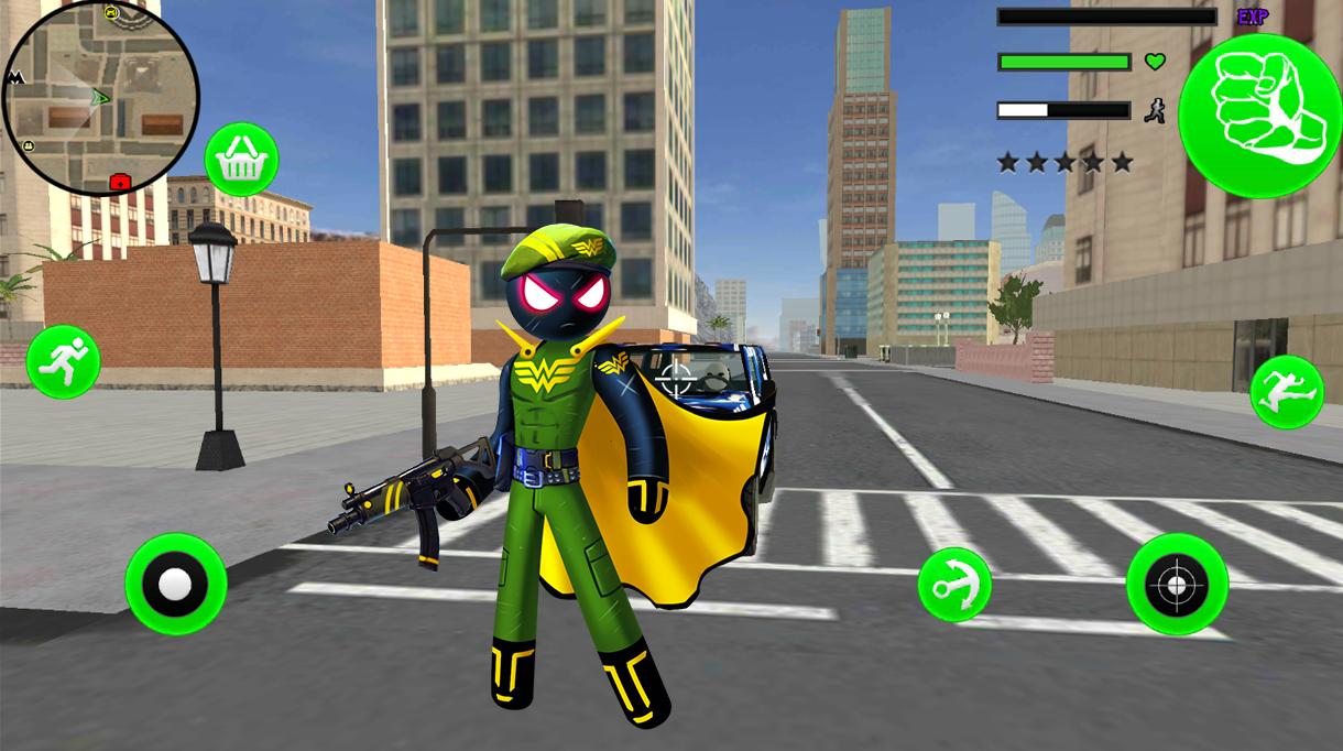 Super Army Stickman Rope Hero Vice Town Crime